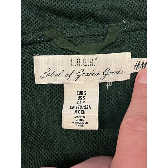 H&M L.O.G.G. Jacket Mens Small Green Hooded Full Zip Lightweight Windbreaker - Picture 5 of 5
